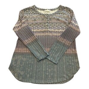 KEREN hart Purple, Blue and Grey Patterned Long Sleeve Top.